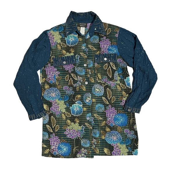 Koos Of Course Vintage Floral Buttton Up Blouse Artistic Mixed Print Size XS - Picture 1 of 7